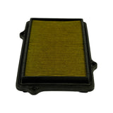 Three-quarter top view showing the underside of the surrounding frame at the corners and the full pleat pack