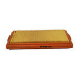 Side-on edge view of the filter, ink stamp on the orange frame side-wall reads 'WIX WA 6189 2484012'