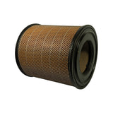 Angled side view from the opposite end, showing the open top with its wide rubber sealing flange and inner mesh liner, with the full pleated body extending behind it