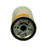 Base view of the spin-on filter showing the central threaded outlet port (M24x1.5) surrounded by eight inlet ports in a circular pattern, sealed by a black rubber gasket ring set into the metal base plate.