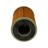 Opposite end of the element showing a flush black rubber sealing gasket bonded to the end cap, perforated steel inner support tube visible through the centre hole, confirming an open-both-ends flow-through cartridge