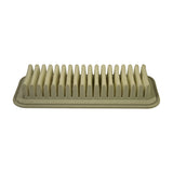 End-on profile view showing pleat depth and the moulded perimeter sealing flange of the plastic frame.