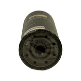 End view looking onto the baseplate showing the central threaded mounting port surrounded by eight evenly spaced oil inlet holes; 'Z211' handwritten in marker on the baseplate; can is shrink-wrapped