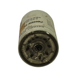 Base end-on view of the filter showing the threaded centre outlet surrounded by a ring of eight oblong inlet ports, with sealing gasket recess at the outer edge; can label visible inverted shows 'POWER' and '23530[707] / SECON[DARY]'