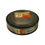 Three-quarter side view showing the pancake profile, pleated media wrapped in fine mesh screen, and a second white Ryco label on the side printed Ryco A24 with the SKU FIL-01034 barcode below it
