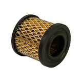 Three-quarter angle of the element lying on its side, both rubber end caps visible with a partial impression of stamping on the right-hand cap