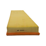 Side elevation showing depth of pleated paper element and the orange PU base frame, with WIX WA6669 and batch code 1017062 stamped on the felt side strip.