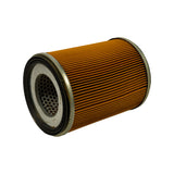 Reverse three-quarter view from the rubber-sealed end with the perforated inner support cylinder recessed inside; pleating and end caps appear intact.