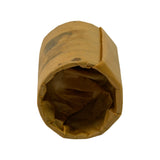 End-on view of bearing in waxed paper wrapping, bore visible. Paper wrapper intact but aged.