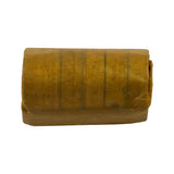 Opposite end of the wrapped set, closed/folded end of the waxed paper, side profile showing cylindrical shape and wrap condition.