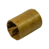 Three-quarter view of cam bearing bundle showing the open bore end and outer cylindrical surface. Two oil hole impressions visible in the wrap.