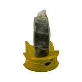 Close-up of bearing shell face showing tri-metal lining surface and steel backing