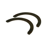 Rear face angled view of two steel-backed washers. Small stamped text 'G030' or similar visible near one tip; surface oxidation consistent with NOS shelf age.