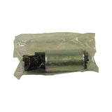 Pump in poly bag, top-side view showing full length of cylindrical barrel and both black plastic end caps.