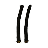 Both rope seals standing upright side by side — top-down view showing the ends with braided outer wrap intact at top and cork/fibre core exposed at bottom.