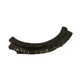 Same two rope seal pieces viewed from a low side angle, showing the flat mating face and slightly irregular edge profile of one piece. Woven texture and consistent cross-section visible. No part markings on the seals themselves.