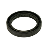 Angled three-quarter view of upper face showing ribbed and stepped outer barrel profile, recessed spring channel, and inner sealing lip. Residual grease visible on inner bore consistent with factory-applied lubricant.