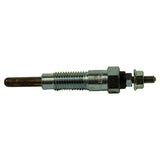 Reverse orientation showing terminal assembly end-on: small terminal stud, retaining nut, phenolic insulator, and hex body. Some faint stamped markings visible on the body near the hex.