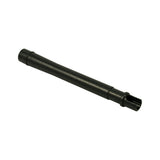 Angled view showing both ends simultaneously. Splined/ribbed slot detail at clip end clearly visible. Open bore at opposite end. No visible markings on tube body.