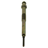 Vertical close-up of plug body showing batch stamp '012' (date code) and partial legible markings on the cylindrical body. Hex flats and thread profile clearly visible.