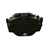 Bottom/connector face of coil showing two protruding terminal studs, central alignment lug, and clip retention features on both sides.