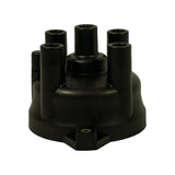 Side/rear elevation showing cap profile — domed top with central coil tower, graduated taper to base. One mounting lug and locating tab visible on base. Number '1' moulded into side wall.