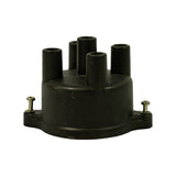 Rear-left angle view of bare cap. Opposite side of base flange showing second and third screw positions. Smooth dome profile of cap body clearly visible. No external markings on this face.