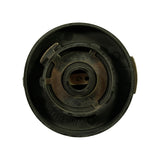 Bottom-face view of the rotor showing the screw-mount recess and internal brass retaining ring. Moulded text 'SCREW' with an arrow visible on the underside, indicating the screw-on fitment type. Central bore and keyed slot visible.