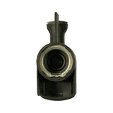 Top/rotor-tip view showing the HT contact blade extending upward from collar; moulded text partially readable on body underside