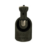 Underside/base view clearly showing moulded text: '985', 'SCREW' with an up-arrow indicator, and date or batch code 'B 90' (likely 1990 manufacture); carbon/metal spring contact blade visible in slot