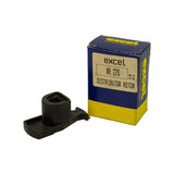 Part displayed alongside original Excel blue/yellow retail box; box label reads 'excel XR 270 DISTRIBUTOR ROTOR' with code markings '11.08 FR 24' on side panel.