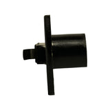 Top view of rotor showing full plan shape: large round cylindrical boss, two symmetrical fins/wings at 180 degrees, short rectangular blade arm with small projection, and a round locating pip. Keyed bore visible in centre of boss.