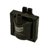 Three-quarter view from opposite side to photo 1; label readable showing Diamond, F-075 12V, REPLACE FOR 90919-02106, MADE IN JAPAN; bracket mounting holes and HT tower visible.