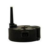 Side profile with HT tower vertical, showing the two-pin moulded plastic connector socket on the body wall