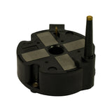 Reverse three-quarter view showing moulded housing detail, brass spade pickup terminal, and the lower mounting eyelet