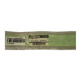 Front of sealed Nissan Genuine Parts poly bag; Nissan label visible showing part number 93094-40P01 and description LABEL-REAR, QTY 1, Made in Japan; retailer barcode sticker 'Nissan 9309440P01' applied over left end of bag