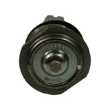End-on view of housing cap face showing 'JAPAN' and 'GMB' embossed text. Central hex plug with light surface oxidation visible.