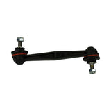 Opposite-side lateral view of the link, showing tapered centre body profile and both ball-joint ends with red O-rings and hardware attached.