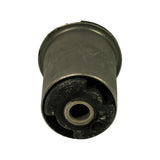 End-on view of the larger-diameter flanged rubber end showing central metal inner sleeve bore and partial cutouts in the rubber flange.