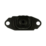Top-down plan view of mount. Oval steel bracket with two round mounting holes at each end. Central rubber element is square-profiled with a small concentric hole in the centre. Moulded rubber-to-metal bond visible around perimeter of rubber block.
