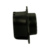 Side profile view of mount showing full height of rubber dome element rising from flanged bracket. Bracket flange visible at base. No visible markings on this face.