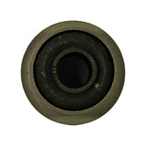 Straight-on end view into bore of the flanged face, showing concentric metal inner sleeve, rubber annulus, and knurled/ribbed inner bore ring detail.