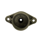 Bottom view looking up into the cylindrical skirt, exposing internal cast ribs and the underside of the rubber bushing seat
