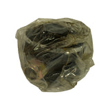 Top-down view of the bulkier bundle showing grease-packed joint body through translucent poly wrap, partial gold-tone hardware visible at lower edge