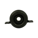 Straight-on front face view of the assembly; smooth outer surface of rubber cushion visible, central bearing bore clearly shown, mounting flanges symmetrical.
