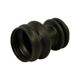 CV boot from large-flange end showing open bore interior, internal seating groove for clamp, and three convolutions visible tapering to the narrower end.