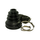 Side-angle view of boot showing moulded code 'ZM-504' stamped into the base flange. Clamp and grease sachet also visible.