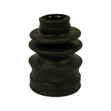 Inner CV boot isolated, front elevation showing full four-convolute bellows body, small-diameter top opening and large-diameter base flange. Black rubber, no visible markings.