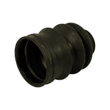 Second rubber boot from kit — barrel/cylindrical three-convolute profile with near-equal diameter at both openings, shown in angled side view. Distinct shape from inner boot; consistent with an outer CV boot included in the same kit.