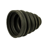 Reverse angle of the rubber boot showing the large open end mouth, sealing lip and the bellow stack tapering away to the small end.